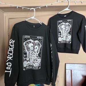 SHEIN Mom and Kid Sweaters size XXL AND 7/8 Black and White SKULL
